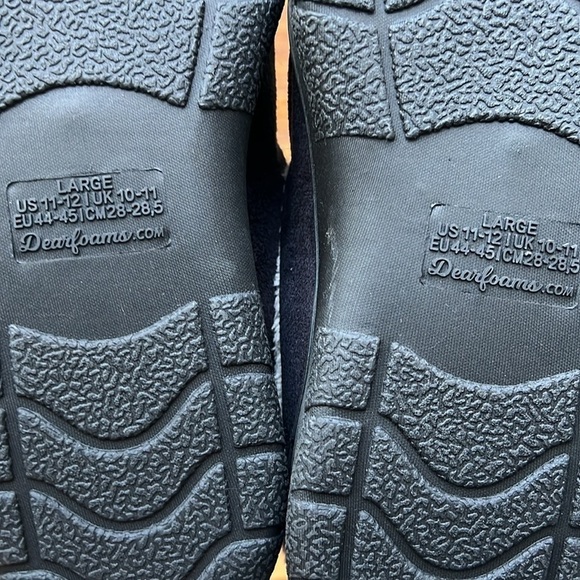 Dearfoams [Mens Large Size 11-12 - NWT] Black Memory Foam Slippers - Picture 3 of 12